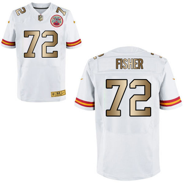 Nike Chiefs 72 Eric Fisher White Gold Elite Jersey