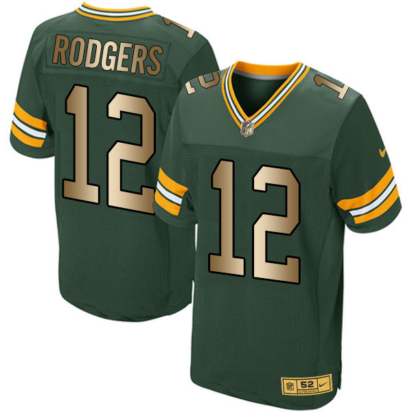 Nike Packers 12 Aaron Rodgers Green Gold Elite Jersey