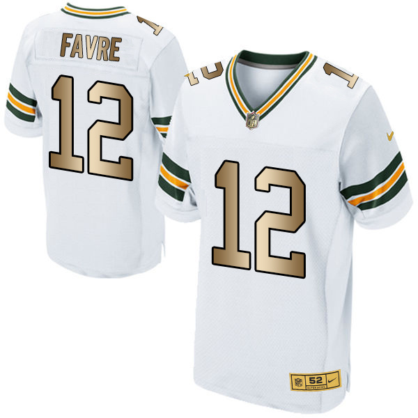 Nike Packers 12 Aaron Rodgers White Gold Elite Jersey