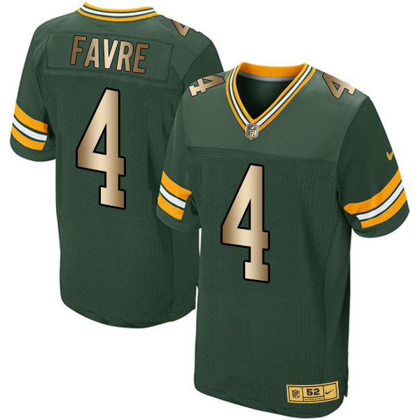 Nike Packers 4 Brett Favre Green Gold Elite Jersey