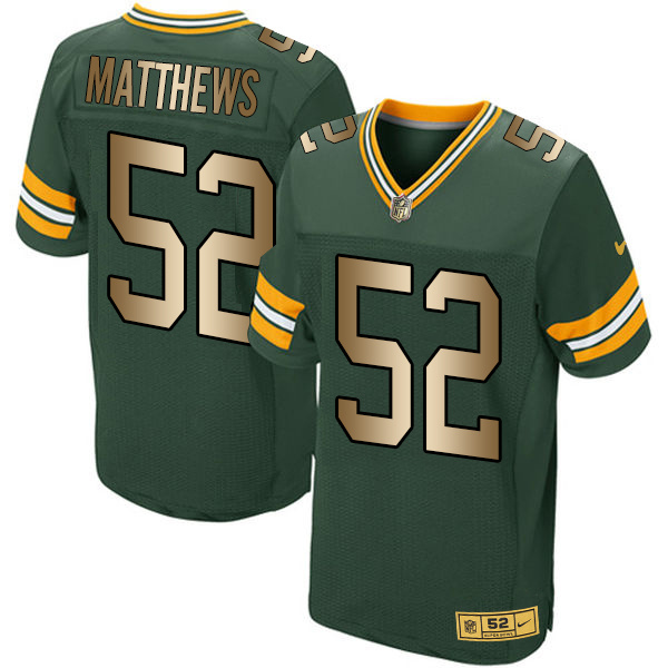 Nike Packers 52 Clay Matthews Green Gold Elite Jersey