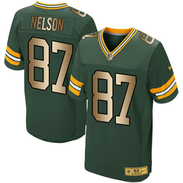 Nike Packers 87 Jordy Nelson Green Gold Elite Jersey