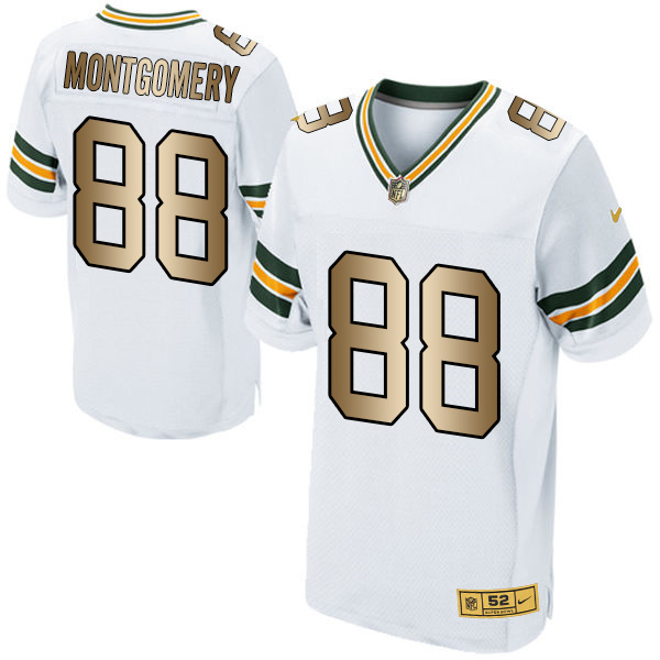 Nike Packers 88 Ty Montgomery White Gold Elite Jersey - Click Image to Close