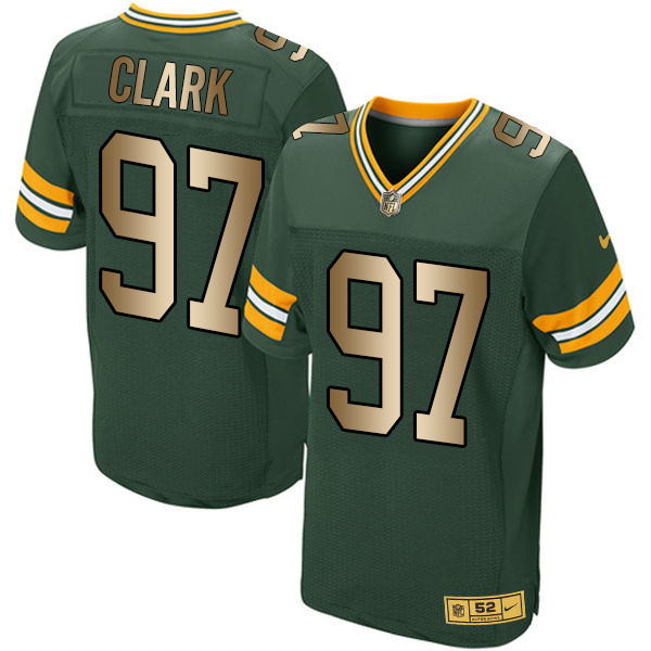 Nike Packers 97 Kenny Clark Green Gold Elite Jersey - Click Image to Close