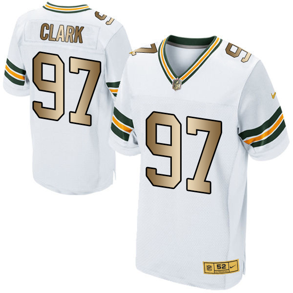 Nike Packers 97 Kenny Clark White Gold Elite Jersey - Click Image to Close
