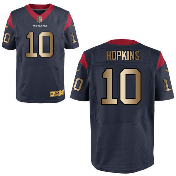 Nike Texans 10 DeAndre Hopkins Navy Gold Elite Jersey