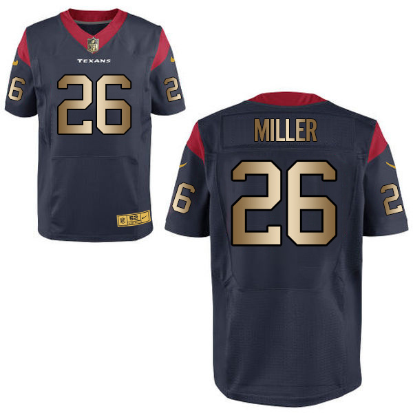 Nike Texans 26 Lamar Miller Navy Gold Elite Jersey