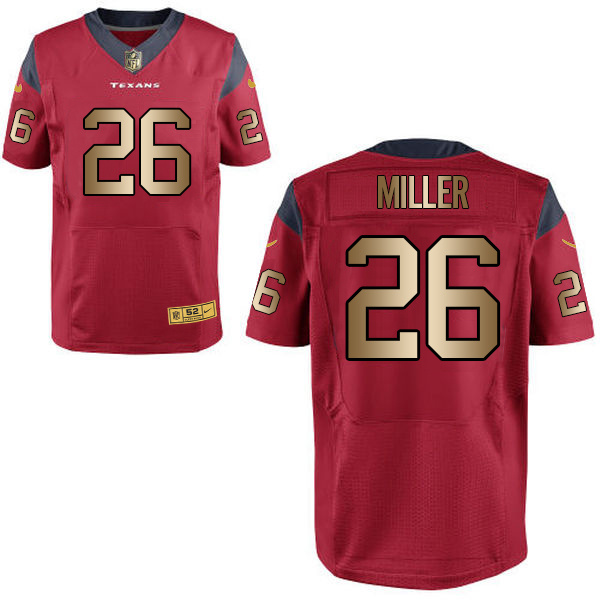 Nike Texans 26 Lamar Miller Red Gold Elite Jersey