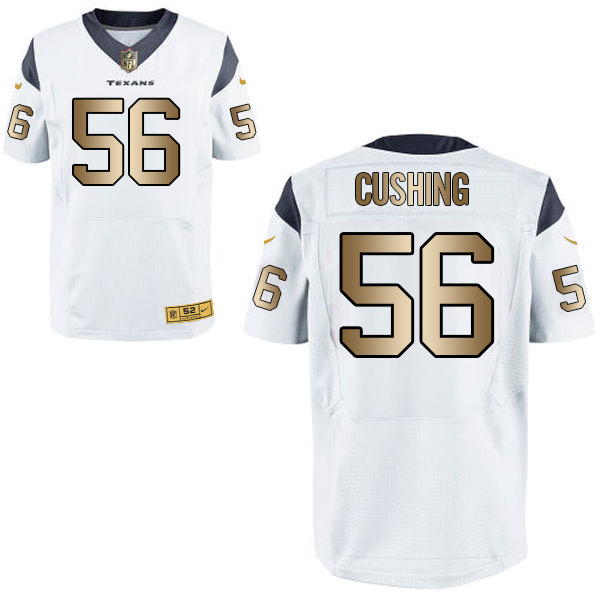 Nike Texans 56 Brian Cushing White Gold Elite Jersey