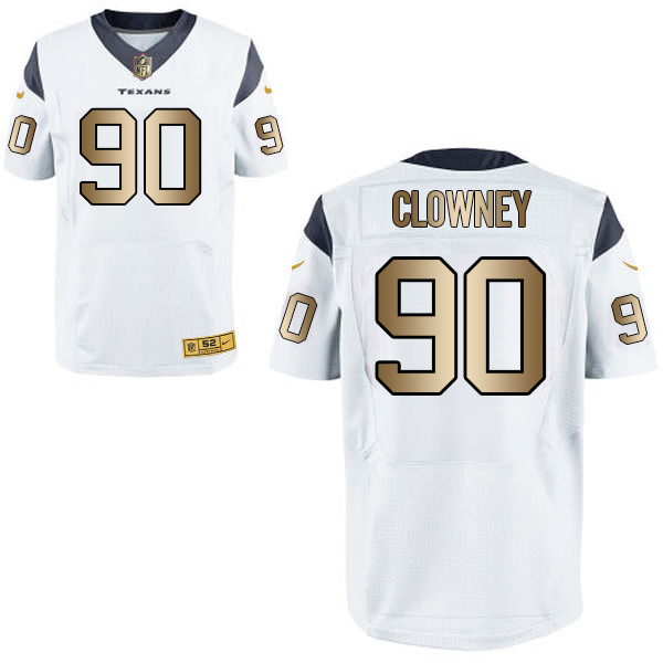 Nike Texans 90 Jadeveon Clowney White Gold Elite Jersey