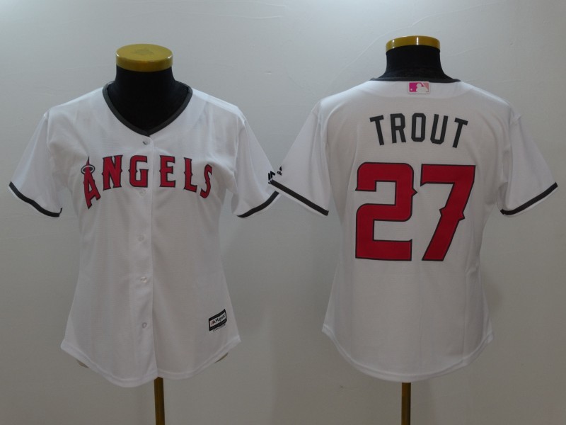 Angels 27 Mike Trout White Women Mother's Day Cool Base Jersey