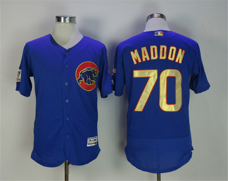 Cubs 70 Joe Maddon Blue World Series Champions Gold Program Flexbase Jersey