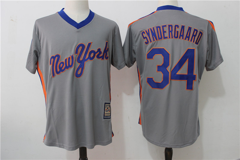 Mets 34 Noah Syndergaard Gray Cool Base Cooperstown Collection Jersey
