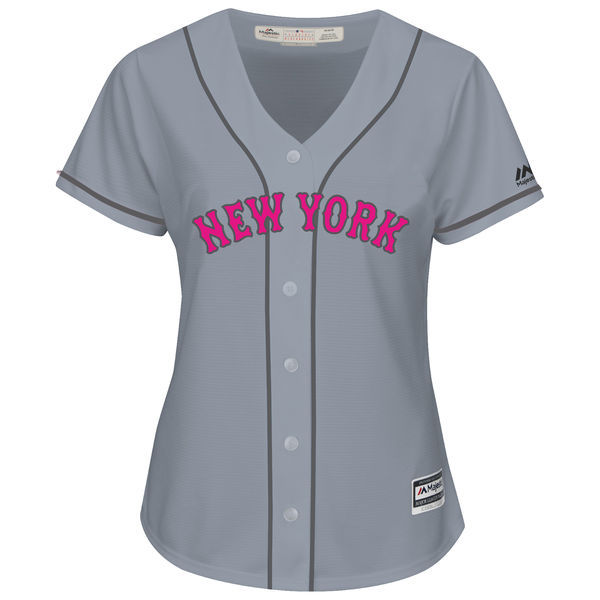 Mets Blank Gray Women Mother's Day Cool Base Jersey - Click Image to Close