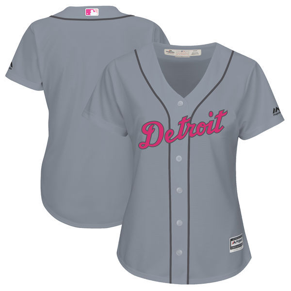 Tigers Blank Gray Women Mother's Day Cool Base Jersey