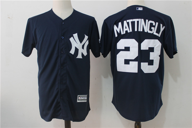 Yankees 23 Don Mattingly Navy Cool Base Jersey