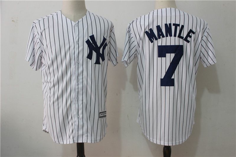 Yankees 7 Mickey Mantle White Cool Base Jersey