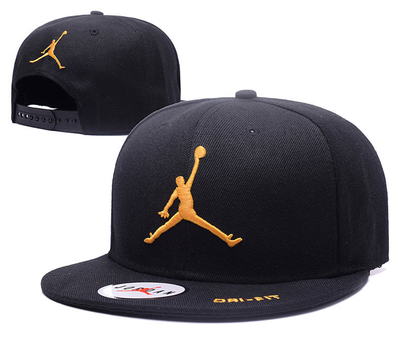 Air Jordan Gold Logo Black Sports Adjustable Hat GS
