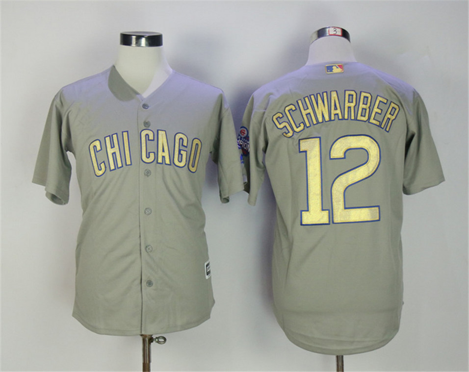 Cubs 12 Kyle Schwarber Gray World Series Champions Cool Base Jersey