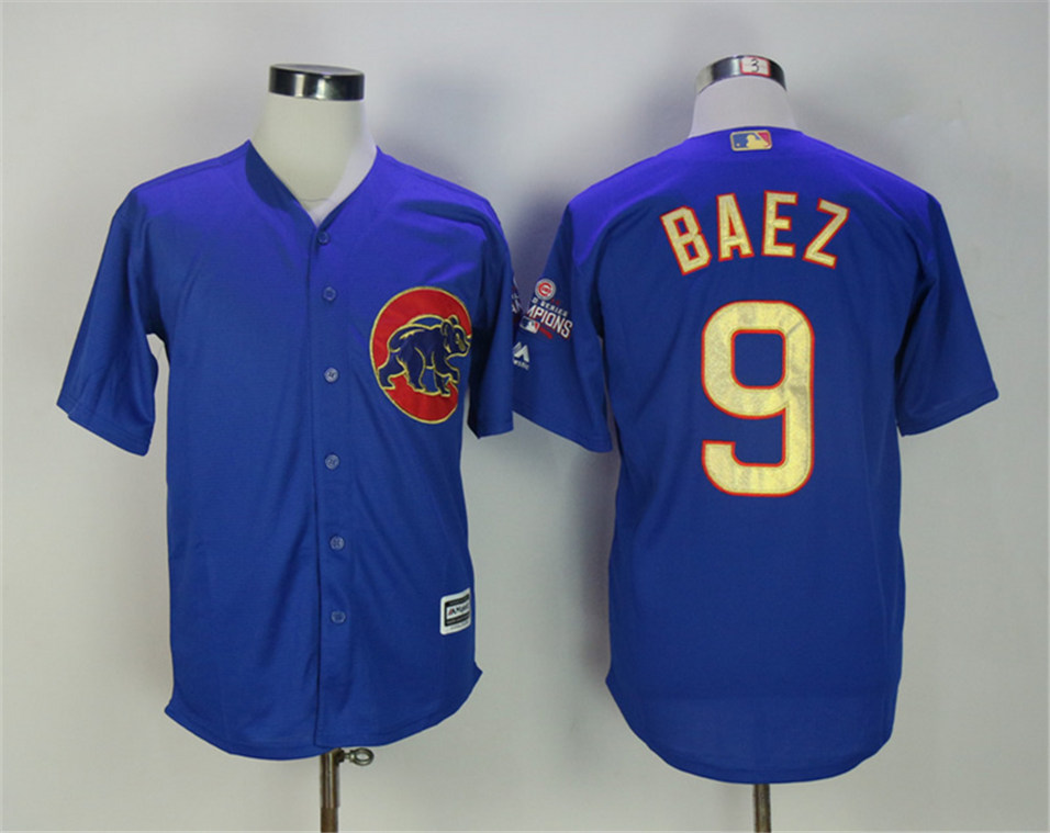 Cubs 9 Javiers Baez Blue World Series Champions Cool Base Jersey
