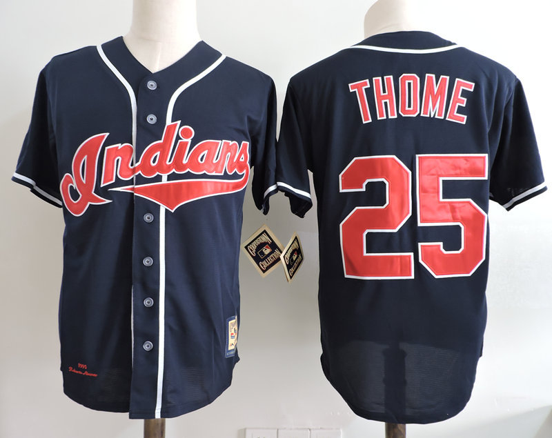 Indians 25 Jim Thome Navy 1995 World Series Cooperstown Collection Jersey