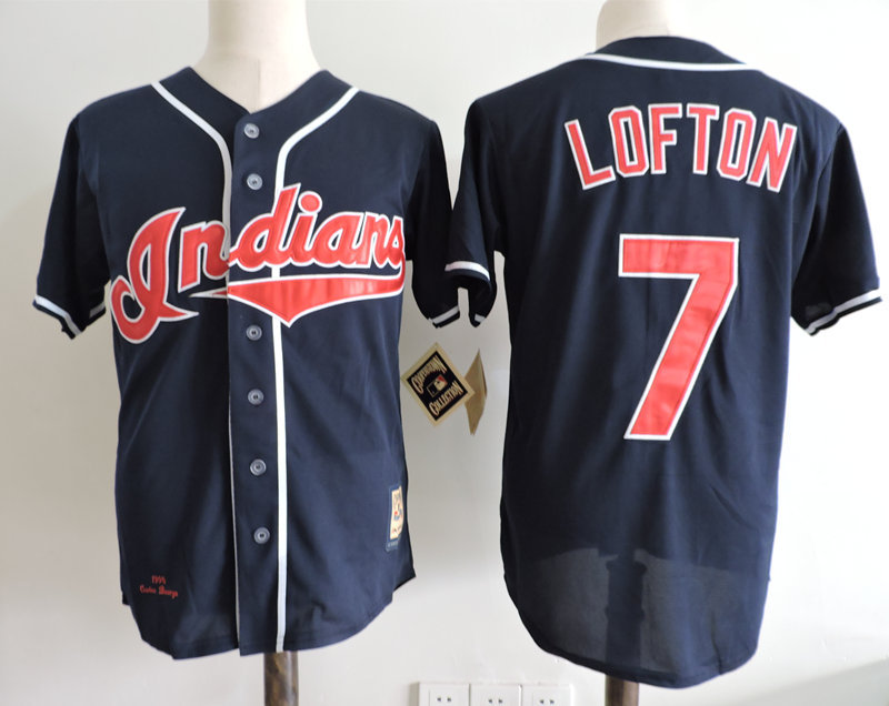 Indians 7 Kenny Lofton Navy 1995 World Series Cooperstown Collection Jersey