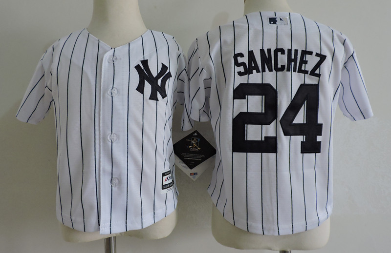 Yankees 24 Gary Sanchez White Toddler Cool Base Jersey