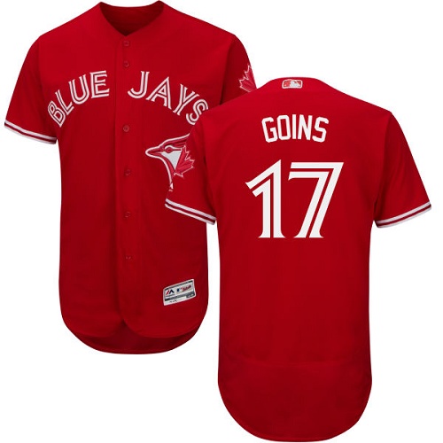 Blue Jays 17 Ryan Goins Red Flexbase Jersey - Click Image to Close