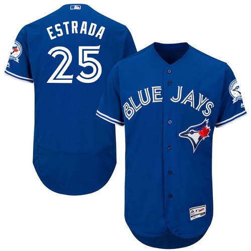 Blue Jays 25 Marco Estrada Blue With 40th Anniversary Patch Flexbase Jersey
