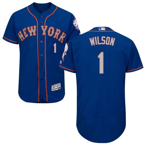 Mets 1 Mookie Wilson Blue Alternate Flexbase Jersey - Click Image to Close