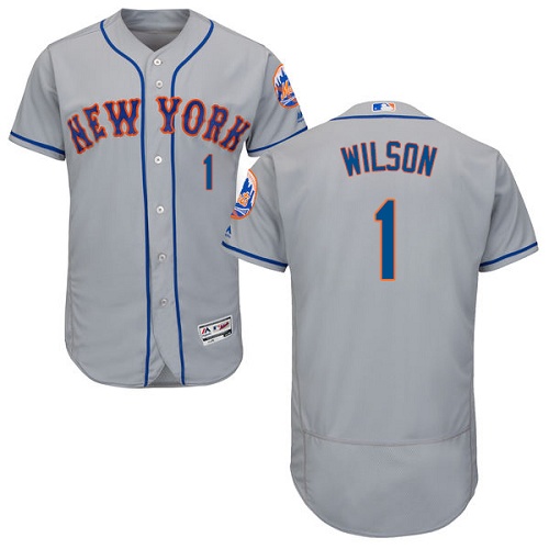 Mets 1 Mookie Wilson Gray Flexbase Jersey - Click Image to Close