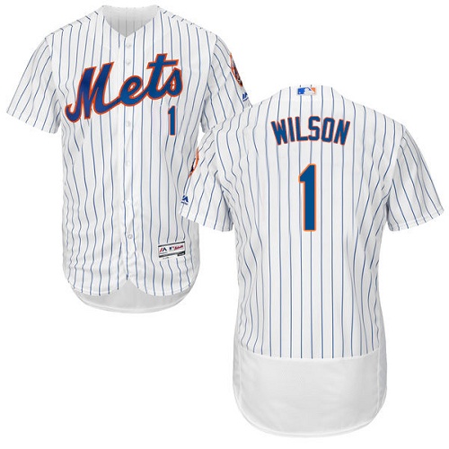 Mets 1 Mookie Wilson White Flexbase Jersey