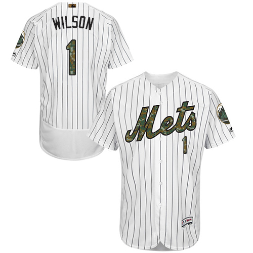 Mets 1 Mookie Wilson White Memorial Day Flexbase Jersey - Click Image to Close