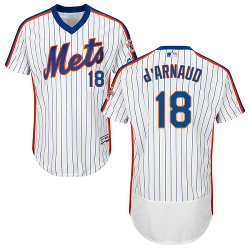 Mets 18 Travis D'Arnaud White Cooperstown Collection Flexbase Jersey - Click Image to Close