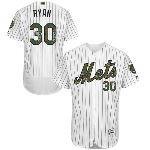 Mets 30 Nolan Ryan White Memorial Day Flexbase Jersey