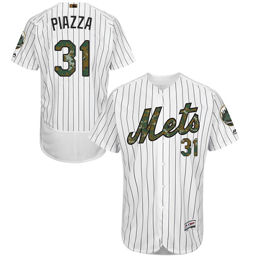 Mets 31 Mike Piazza White Memorial Day Flexbase Jersey