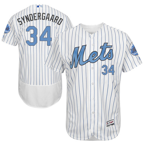 Mets 34 Noah Syndergaard White Father's Day Flexbase Jersey - Click Image to Close