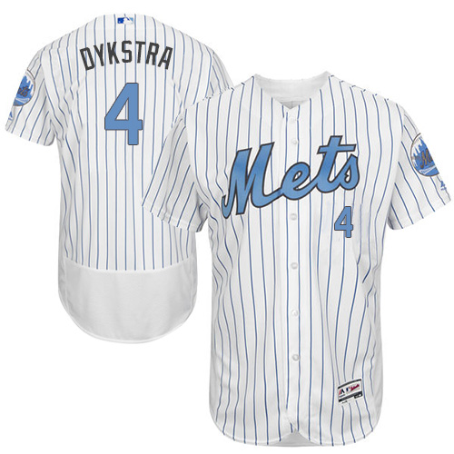 Mets 4 Lenny Dykstra White Father's Day Flexbase Jersey - Click Image to Close