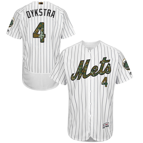 Mets 4 Lenny Dykstra White Memorial Day Flexbase Jersey - Click Image to Close