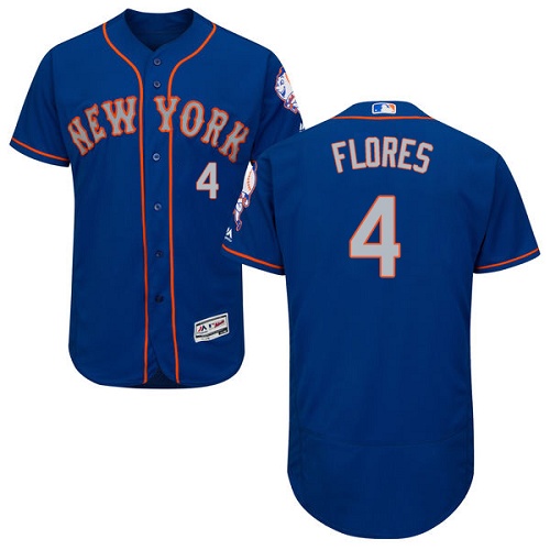 Mets 4 Wilmer Flores Blue Alternate Flexbase Jersey - Click Image to Close