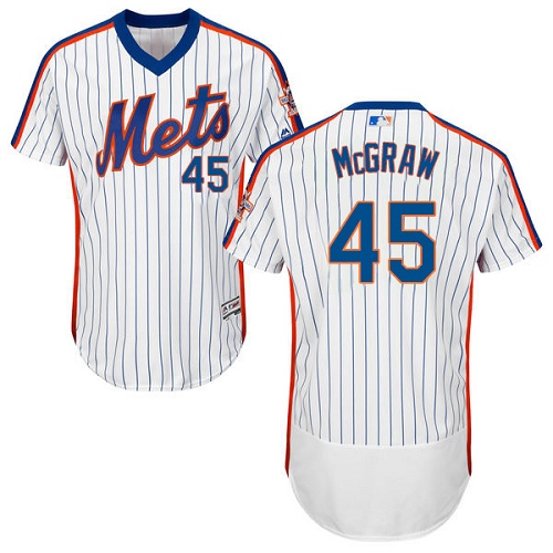 Mets 45 Tug McGraw White Cooperstown Collection Flexbase Jersey - Click Image to Close