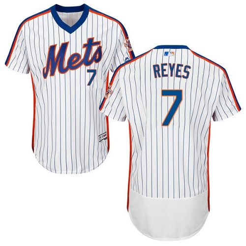 Mets 7 Jose Reyes White Cooperstown Collection Flexbase Jersey