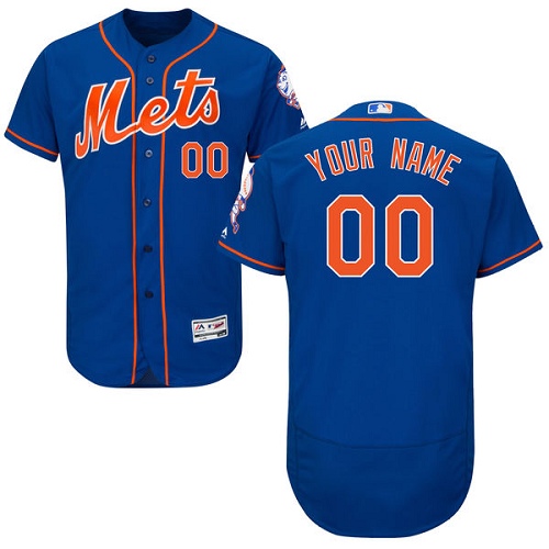 New York Mets Blue Men's Flexbase Customized Jersey - Click Image to Close