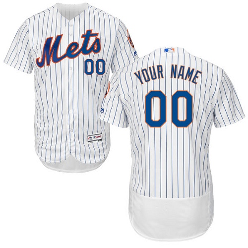 New York Mets White Men's Flexbase Customized Jersey