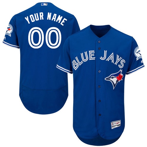 Toronto Blue Jays Blue With 40th Anniversary Patch Men's Flexbase Customized Jersey