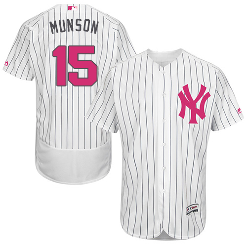 Yankees 15 Thurman Munson White Mother's Day Flexbase Jersey