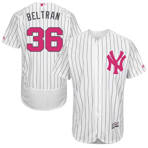 Yankees 36 Carlos Beltran White Mother's Day Flexbase Jersey