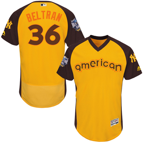 Yankees 36 Carlos Beltran Yellow 2016 MLB All Star Game Flexbase Batting Practice Player Jersey