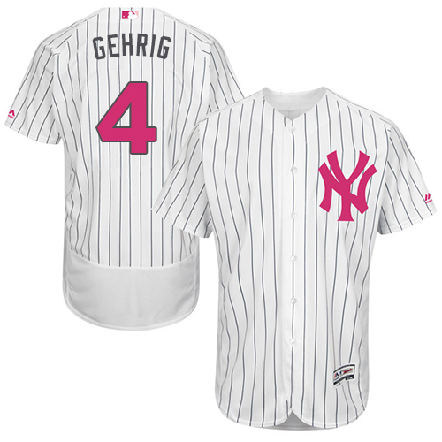 Yankees 4 Lou Gehrig White Mother's Day Flexbase Jersey