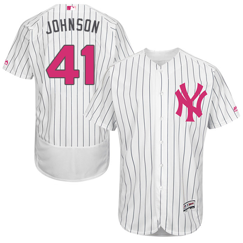 Yankees 41 Randy Johnson White Mother's Day Flexbase Jersey
